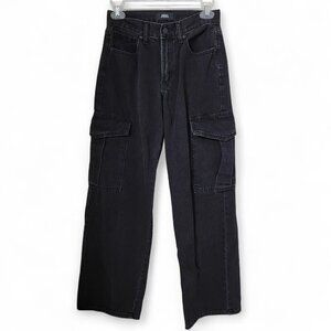 JBD (Just Black Denim) Size 24 Washed Black Cargo Jeans, Gently USed Condition